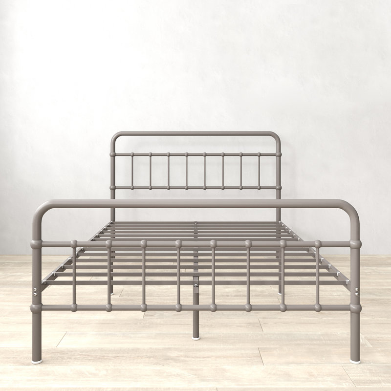 Florence Gray Full Metal Platform Bed with Spindle Headboard