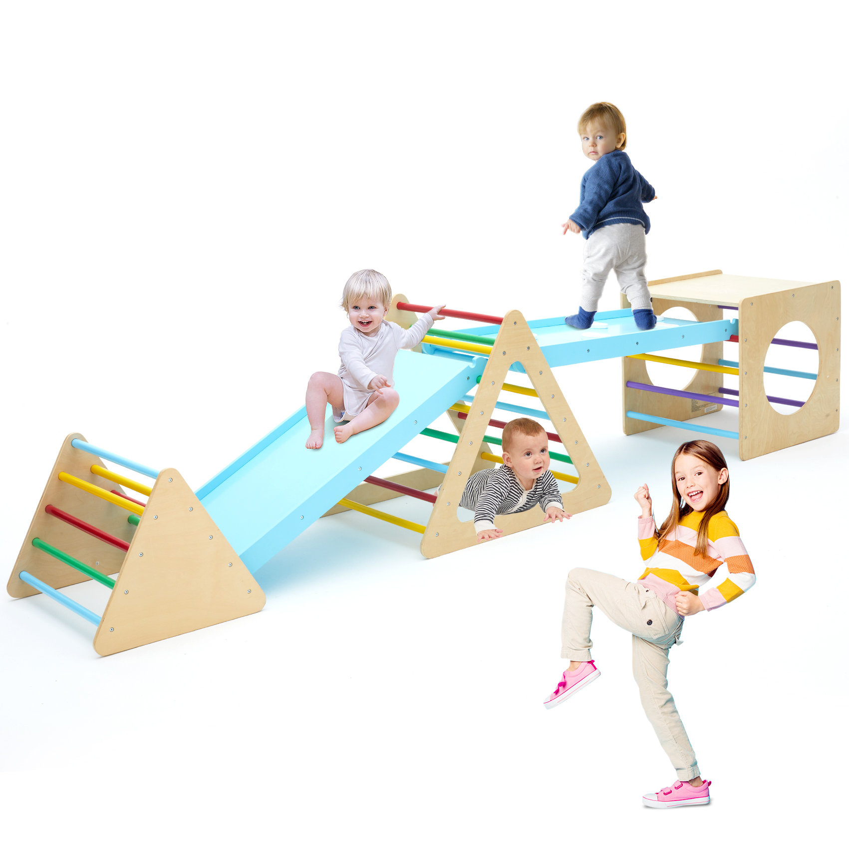 Triangular Toy GOME 5 in 1 Wooden Triangle Climbing Toys Set & Reviews | Wayfair