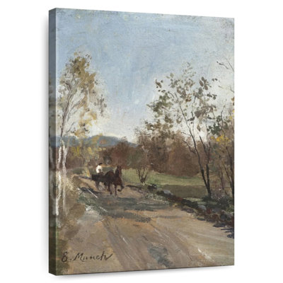 Cheval et charrette sur une route de campagne