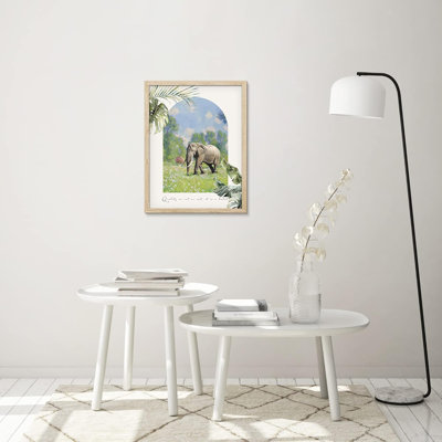 «Wild African Gray Elephant Pastel Forest» sur papier