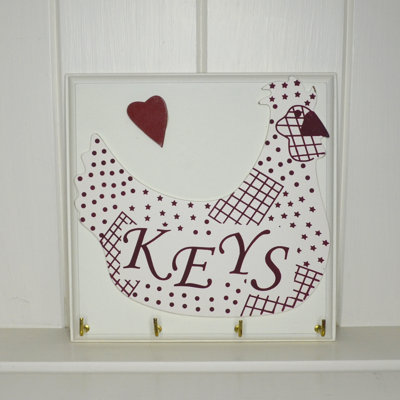 Wood Wall Organizer with Key Hooks