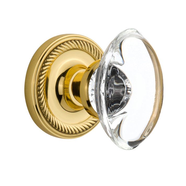 Rope Rosette with Oval Clear Crystal Door Knob Nostalgic Warehouse 
