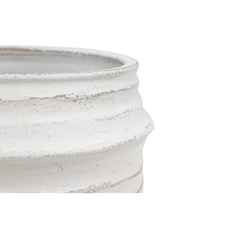 WHITE CERAMIC POT, 23cm H x 28cm W x 28cm D