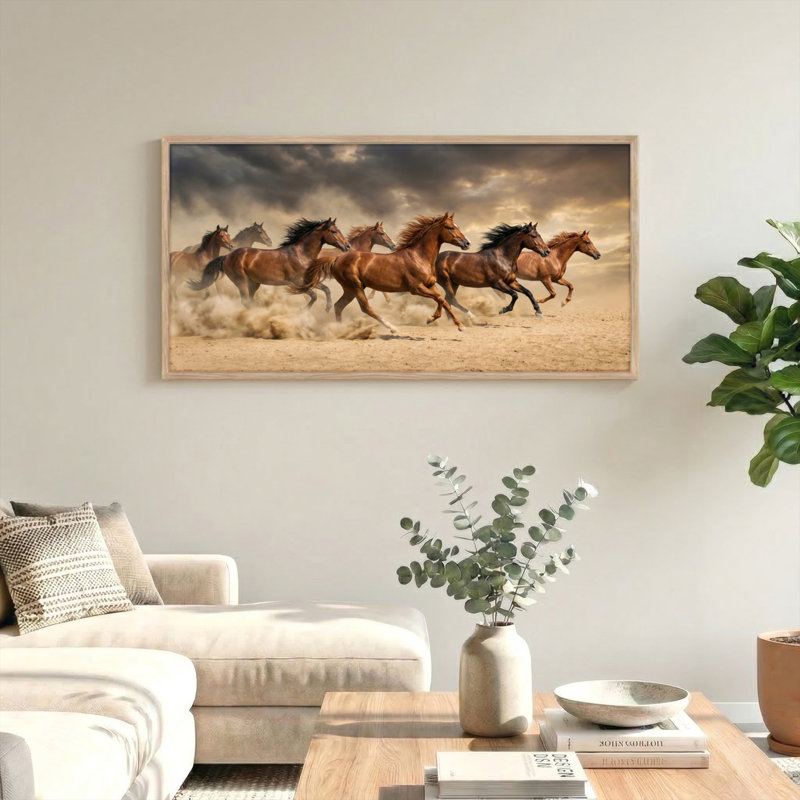 Tableau encadré sur toile « Chevaux au galop », 122 x 61 cm (48 x 24 pouces), 1 pièce, 48 x 24 pouces