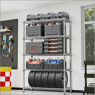 Heavy-Duty 5-Tier Steel Storage Shelving Unit with Adjustable Shelves for Versatile Organization