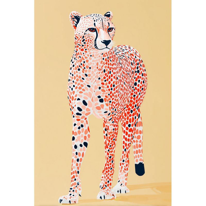 «Bold Gaze: Modern Cheetah on Sand», art mural sur toile tendue, H 24 po x l 16 po