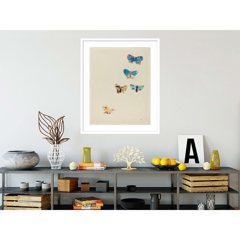 Cinq papillons par Odilon Redon, H 40,47 po x l 33,5 po