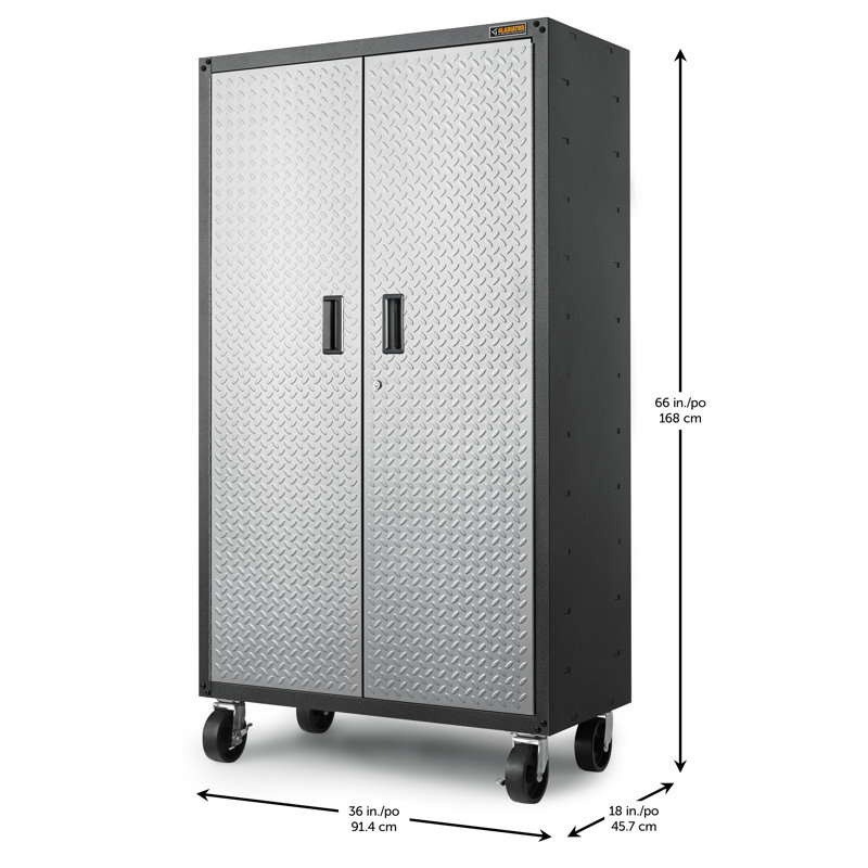 Ready-To-Assemble Mobile Storage Cabinet, Silver