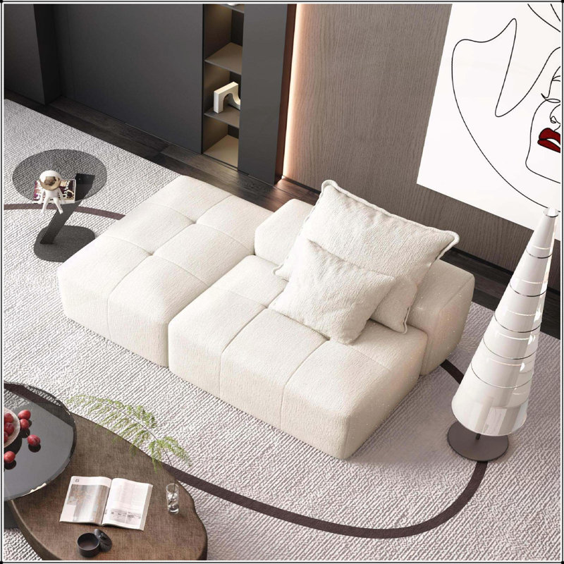 Canapé modulaire surdimensionné Boneless, tissu chenille scintillant, coussin moelleux, 2 coussins, aucun assemblage requis