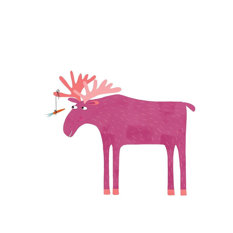 Daft Moose by Nic Squirrell - Wrapped Canvas Gallery-Wrapped Canvas Giclée, 30.48 cm H x 30.48 cm W