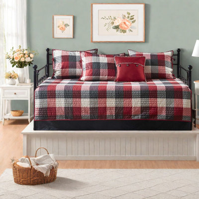 Ensemble de literie réversible 6 pièces rustique, matériau en microfibre, style chalet écossais pour chambre d'amis