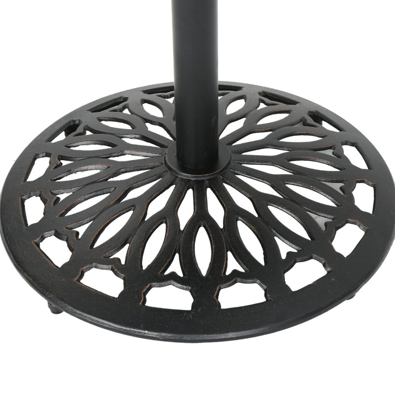 Table de bar d'extérieur, plateau rond sculpté de 35 po, aluminium bronze antique