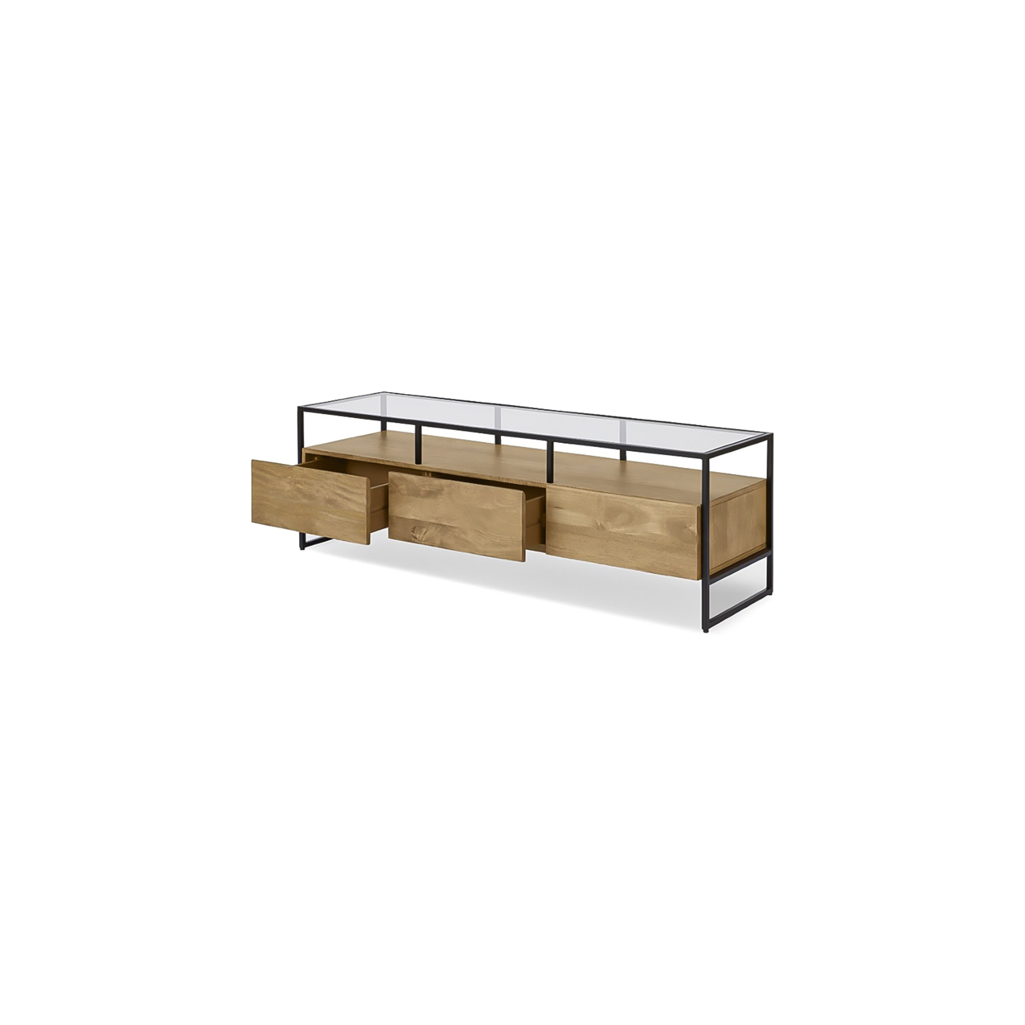 Maia Wide Tv Stand, Natural Wood