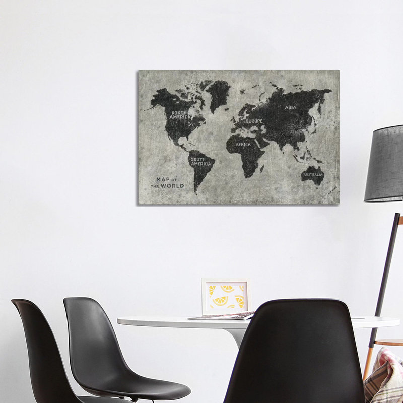 Grunge World Map by James Wiens - Wrapped Canvas Print, 101.6 cm H x 66.04 cm W x 3.175 cm D