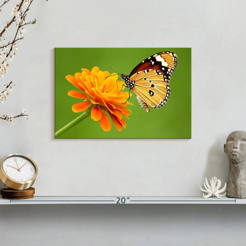 Brampt Butterfly With Flower, 8" H x 12" W