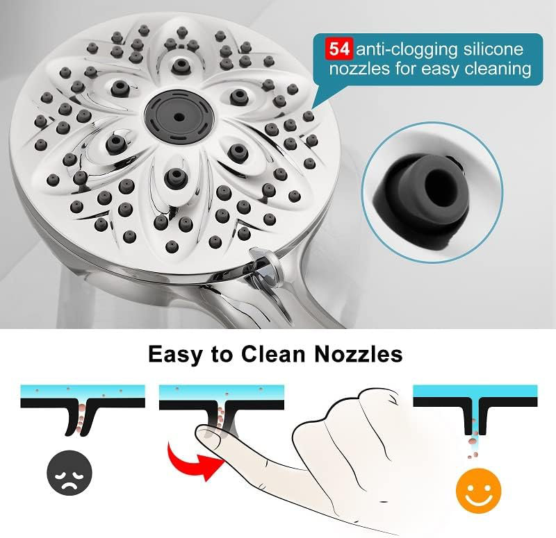 Chrome Handheld Shower Head with 6 Settings and Filter