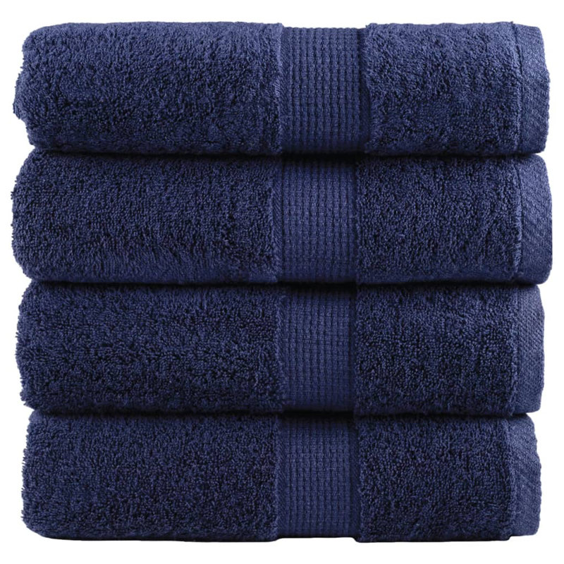 Premium Bath Towels SOLUND 600Gsm, 50cm L x 30cm W, Navy blue, Hand Towels - 4 Pack