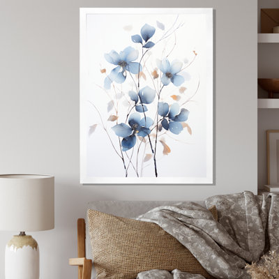 " Tender Ginko Leaves In Shades Of Blue Watercolor I "