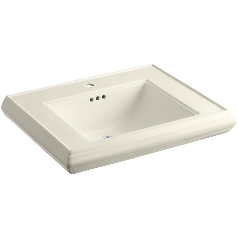 Memoirs Rectangular Pedestal Bathroom Sink with Overflow, Almond, Single Hole Faucet
