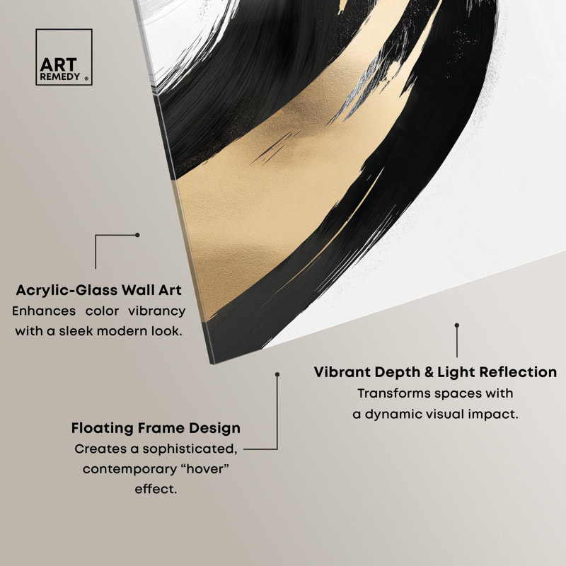Golden Swirl II, reproduction acrylique sur fond noir et or par Art Remedy, H 24 po x l 20 po