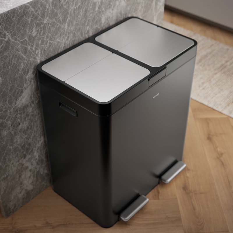 82-Liter Stainless Steel Dual-Bin Step Trash Can, Brown
