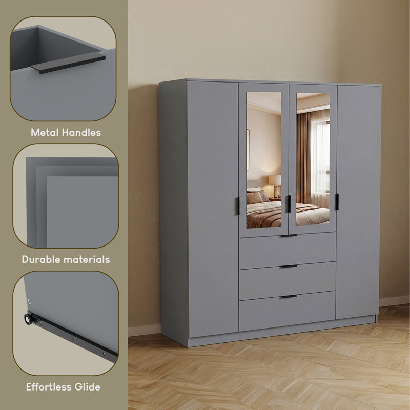 Particleboard Wardrobe, Grey
