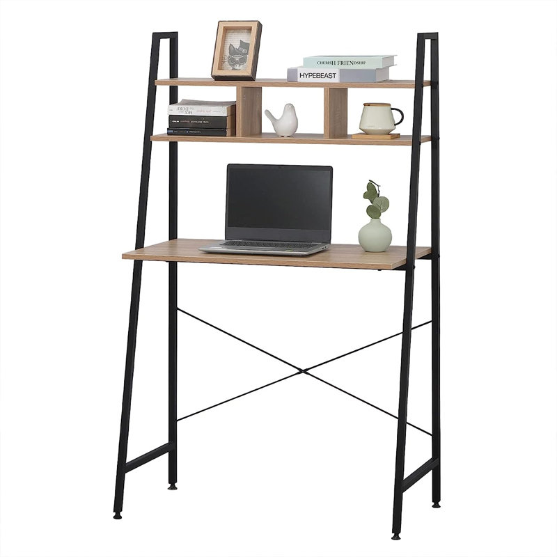 Metal Base Writing Desk, Brown