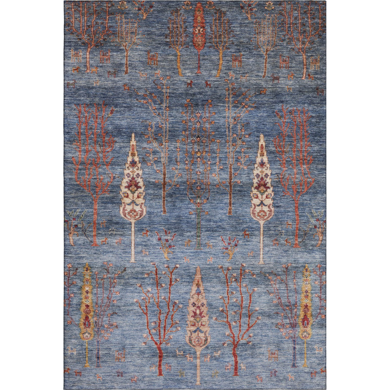 Premium Machine Washable Tara AMF1922 Floral Rug, Rectangle 8' x 10'
