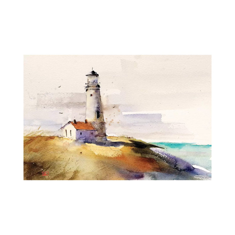 Summer Lighthouse 1 Piece Painting on Canvas, 30.48 cm H x 45.72 cm W, Wrapped Canvas
