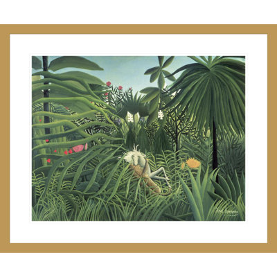«Jaguar Attacking a Horse» par Henri Rousseau, impression giclée sur cadre