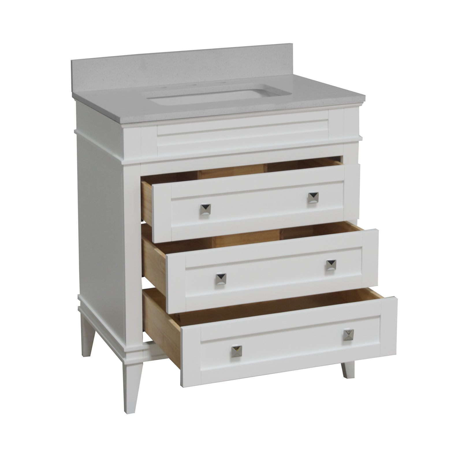 30'' Single Bathroom Vanity, White, Quartz