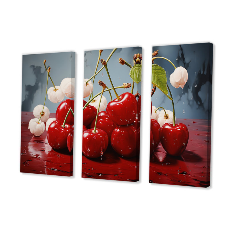 «Chuckling Cherry Red», ensemble d'art mural Pop, H 40 po x l 60 po