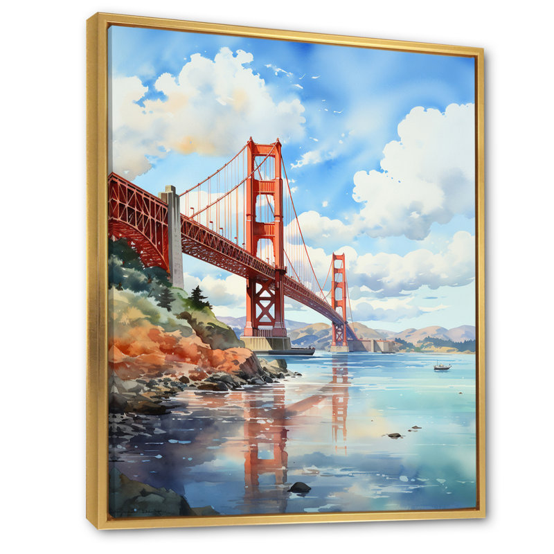 «Blue Bridge Architectural Marvel III», reproduction sur toile, H 32 po x l 24 po x P 1 po, Cadre flottant doré