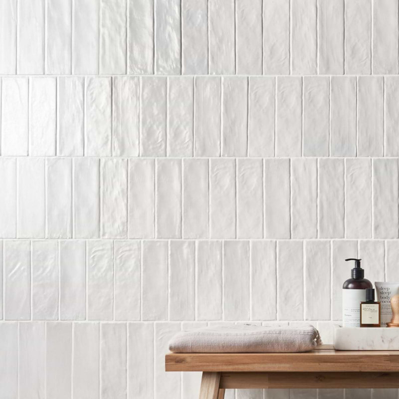 Montauk 2x8 Mixed Finish Ceramic Tile, Gin White