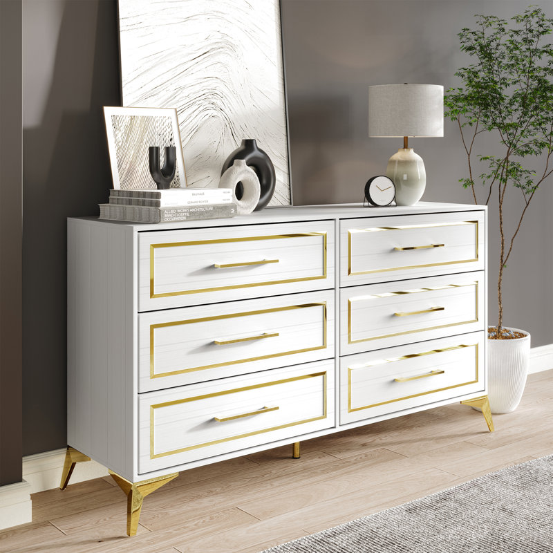 Baccus 52.52'' W 6 - Drawer Dresser, White