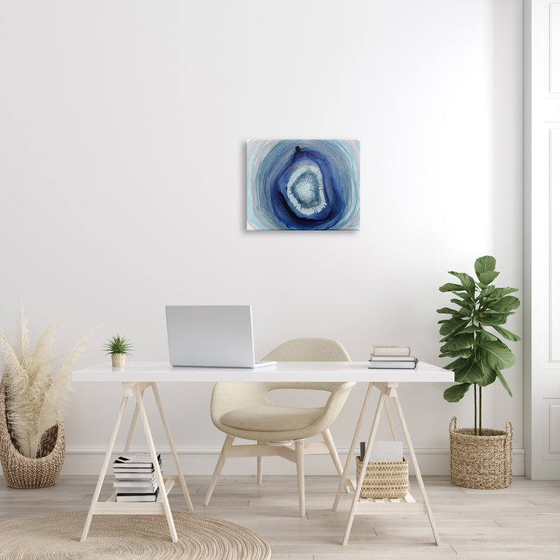 Deep Blue and Gray Abstract Canvas Wall Art, 20 x 16