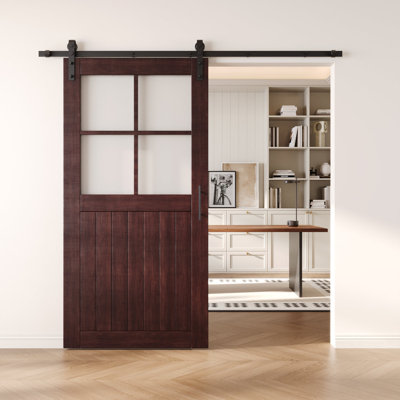 Porte de grange en verre givré non assemblée et non assemblée de 32 po x 80 po Homacer Red de 32 po x 80 po Homacer de Homacer