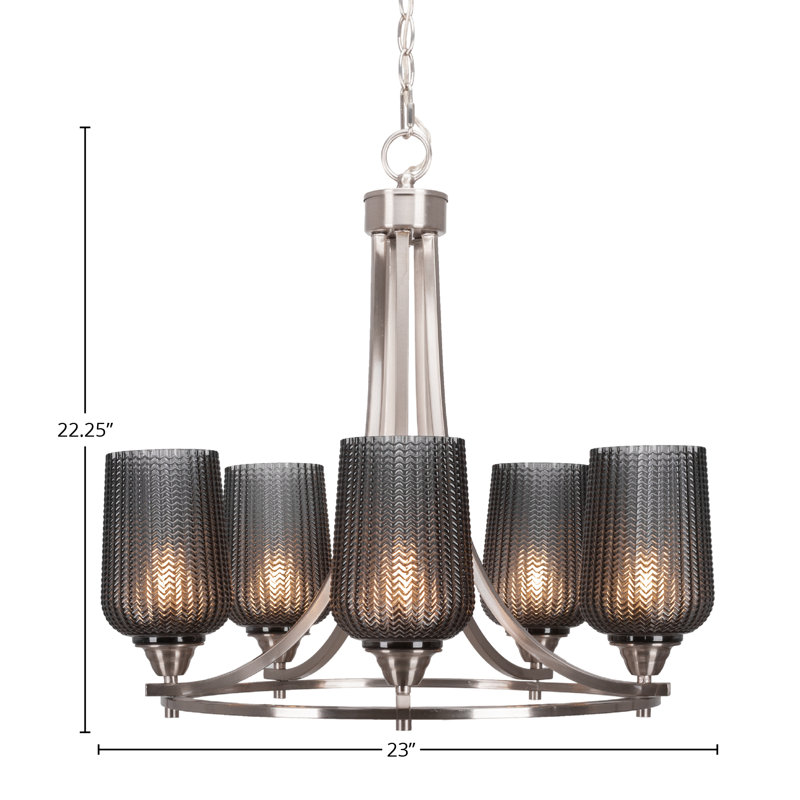Lustre 5 lumières Paramount, Nickel brossé, Doré