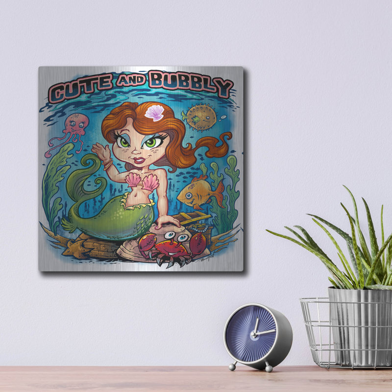 «Kid Mermaid Underwater Gabarit» par Flyland Designs, H 12 po x l 12 po