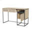 Cannelé, bureau, bureau d'ordinateur, commode, avec tiroirs / rangement, assemblage facile, structure en métal, minimaliste moderne, élément à rayures verticales