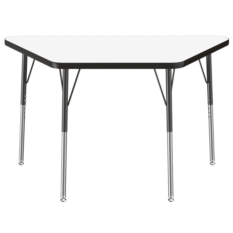 Table d'activité trapézoïdale effaçable à sec avec pieds réglables, 24 po x 48 po, Roulement pivotant standard