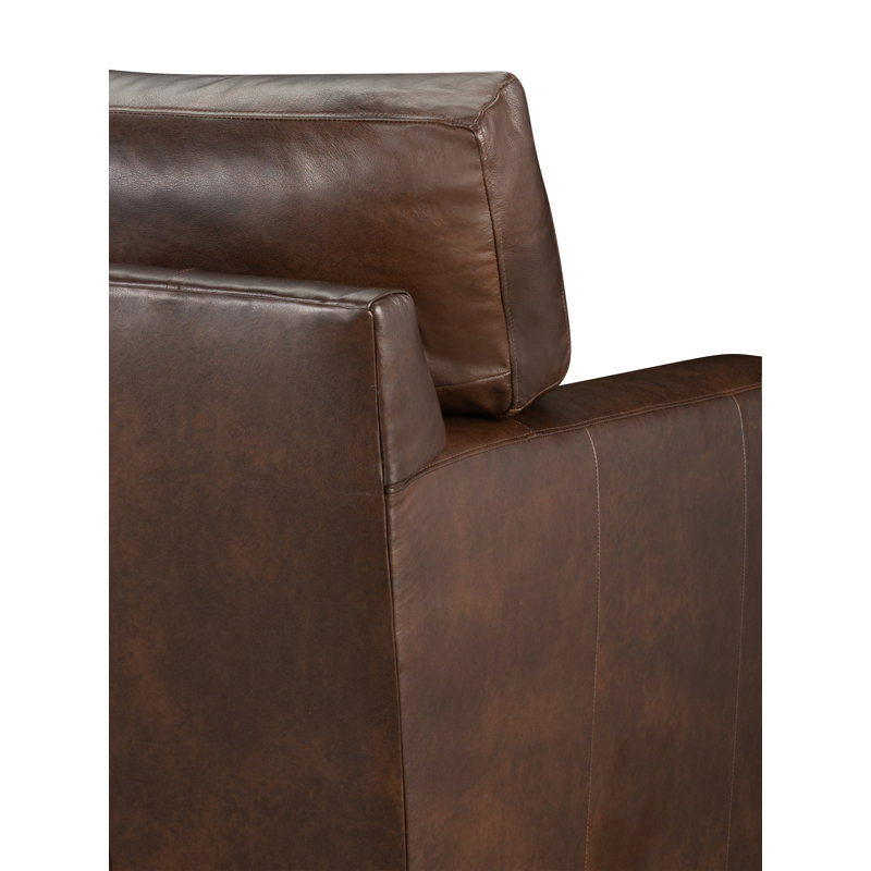 Chaise et demi en cuir Emilio, Cuir véritable galet Steamboat Driftwood