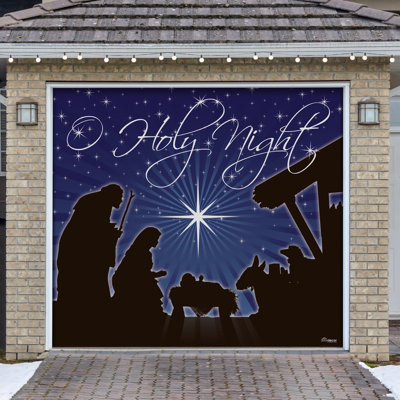 Peaceful  Nativity 7' x 8' Christmas Single Garage Door Banner - Outdoor Holiday Decorations