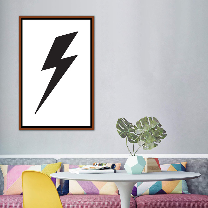 Lightning Bolt - impression d'art graphique, Toile avec cadre brun, H 60 po x l 40po x P 1,5 po, Pas de tapis