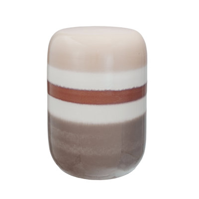 Clion Stoneware Stool Table With Stripes, And Reactive Glaze by Latitude Run