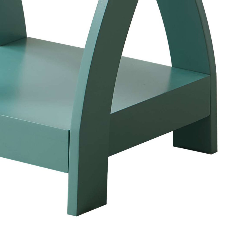 Teal Wood 3-Tier End Table with Curved Legs