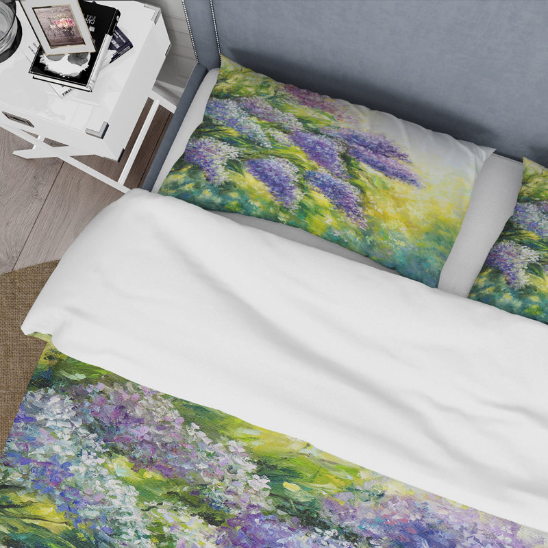 Lilas dans le jardin Impressionnisme - Ensemble de housse de couette traditionnel - Microfibre de polyester