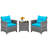 3 Pieces Outdoor Wicker Conversation Set With Tempered Glass Tabletop-1358813496