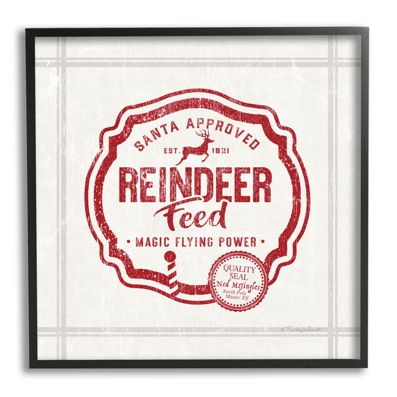 Renne de Noël rétro - AT-204, Giclée encadrée noir minuit, H 12 po x l 12 po x P 1,5 po
