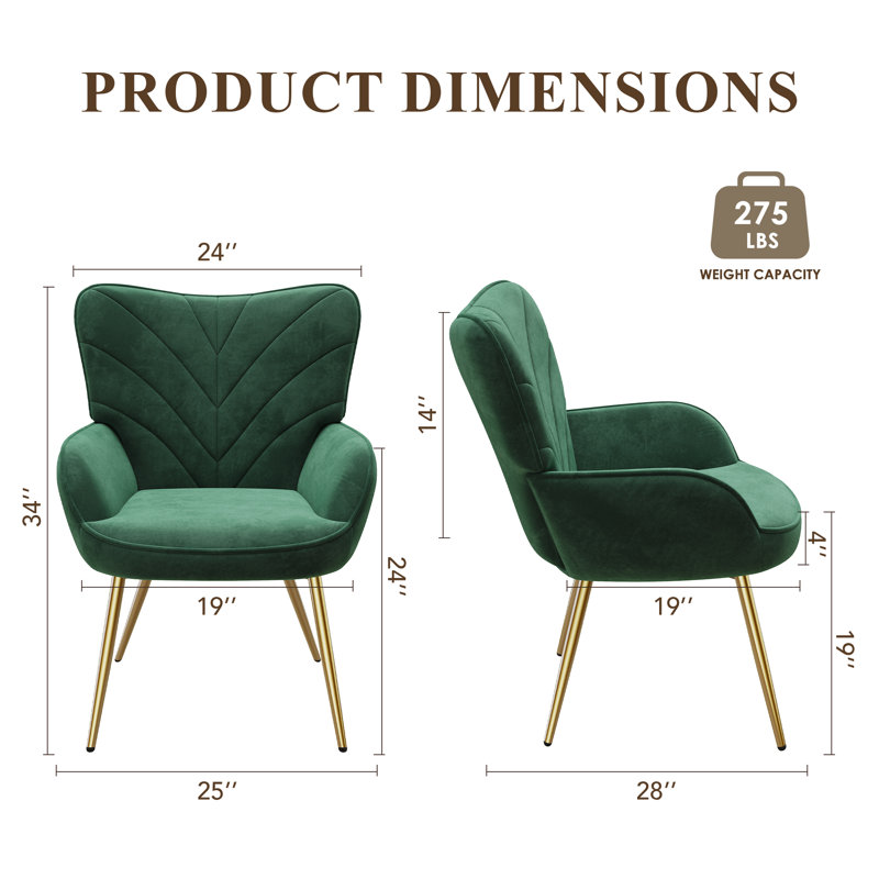 Fauteuil à oreilles Modern Velvet, Vert